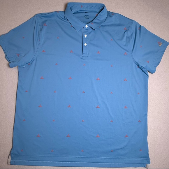 Nike Other - Nike Polo Shirt Mens XXL Blue Golf Player Print Lobster Performance Stretch 2XL